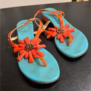 Kate Spade Freida Blue and Orange Floral Sandals size 7.5